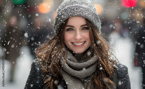 Smiling woman in winter clothing