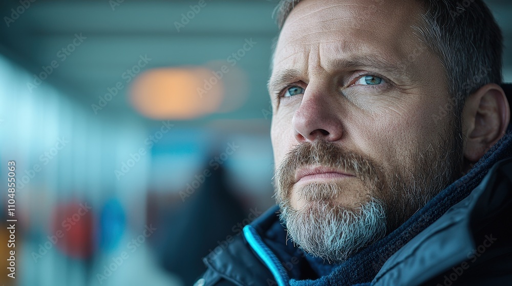 Thoughtful Mature Man Portrait Serious Expression Close Up Thoughtful Mature Man Portrait Serious Expression Close Up