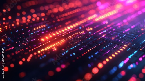 Wallpaper Mural Abstract digital background with glowing lights and bokeh effect. Torontodigital.ca