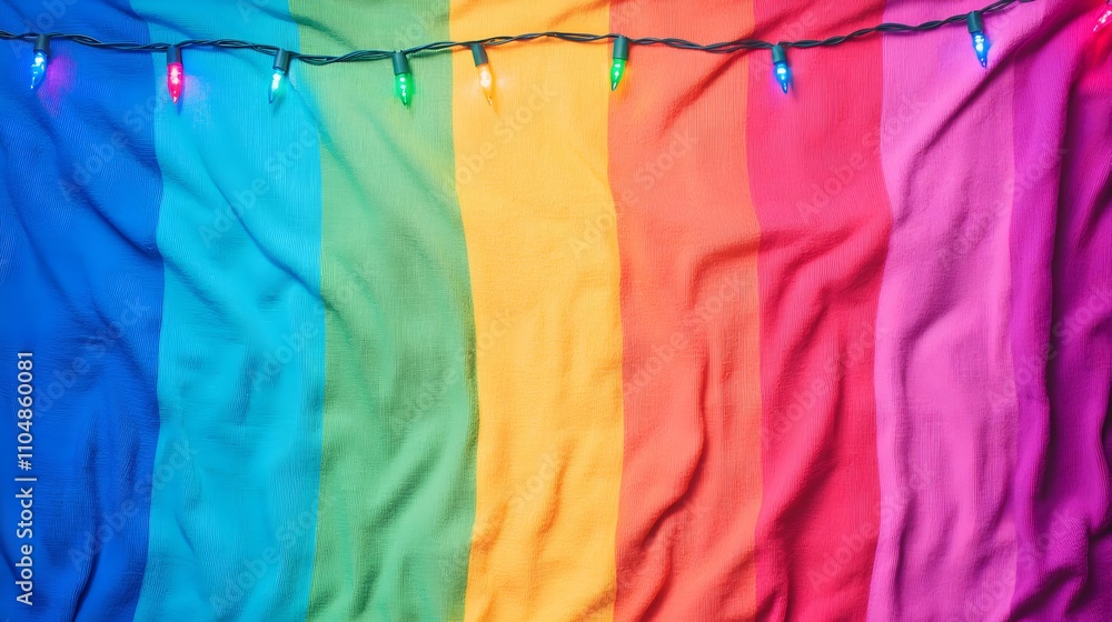 Vibrant Rainbow Fabric with Colorful Lights Vibrant Rainbow Fabric with Colorful Lights