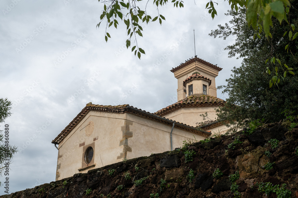 Church of San Francisco on the Montsacopa Volcano in the city of Olot in Catalonia in Spain