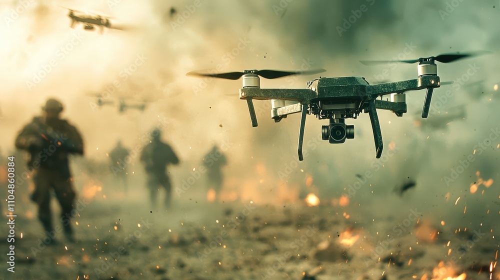 Explosive tactical scene diy drone rigged with bombs battle zone action photography war-torn environment aerial perspective military technology Explosive tactical scene diy drone rigged with bombs battle zone action photography war-torn environment aerial perspective military technology