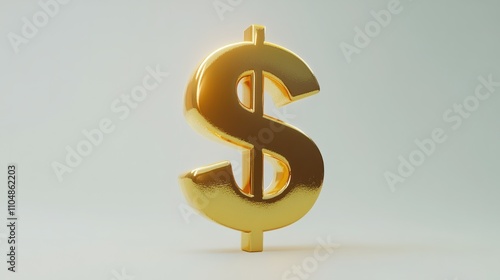 Large gold 3D cartoon dollar sign, glowing brightly and standing upright, on a clean white backdrop