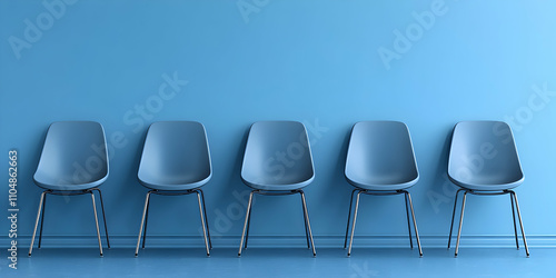 Blue Chairs Minimalist Waiting Room Abstract Background Illustration