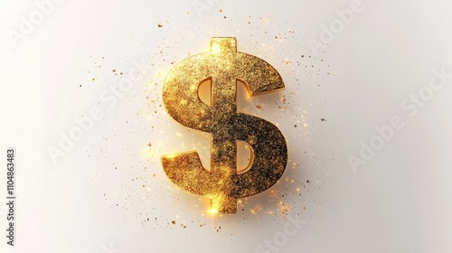 Obraz na płótnie Vibrant floating gold dollar sign in 3D cartoon style, surrounded by subtle sparkles, on a clean white backdrop w salonie