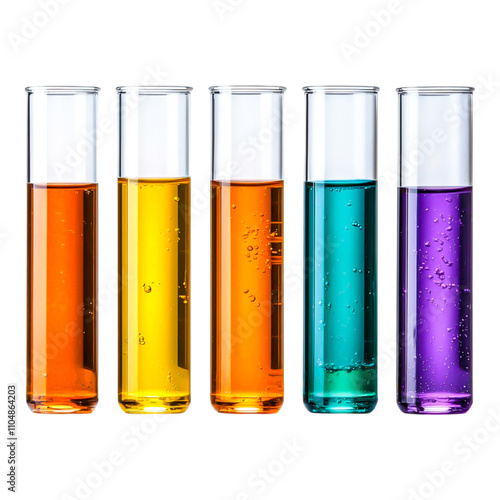 Colorful Test Tubes with Liquid Solutions in Various Shades