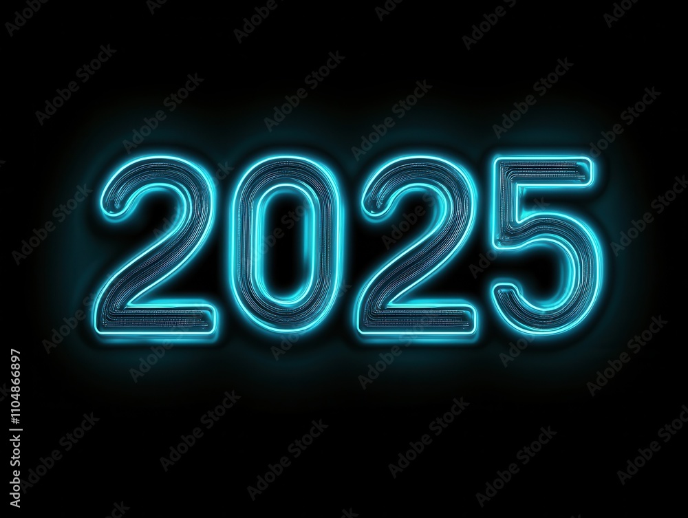 Glowing Neon 2025: A Futuristic New Year's Eve Countdown Design Glowing Neon 2025: A Futuristic New Year's Eve Countdown Design