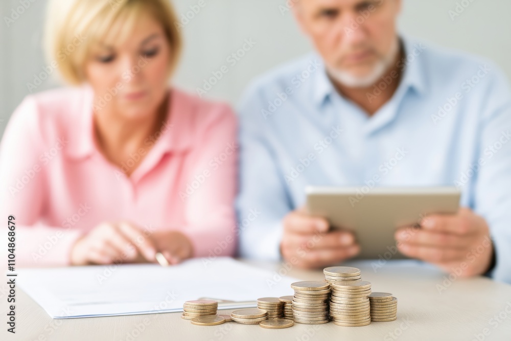 Young couple reviewing financial savings while sitting on a sofa in a relaxed atmosphere Young couple reviewing financial savings while sitting on a sofa in a relaxed atmosphere