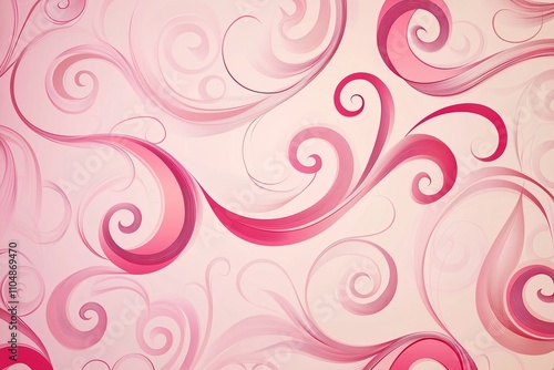 Elegant vintage-style vector patterns with swirls and curves on a pale pink background.