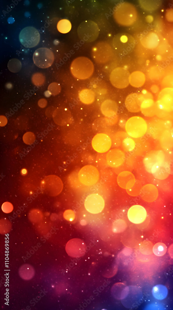 Abstract Warm Bokeh Background, Festive Lights Sparkle Vibrantly in a Dark, Magical Atmosphere