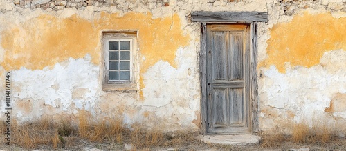 Wallpaper Mural Ancient Rustic Building with Weathered Door and Window Torontodigital.ca