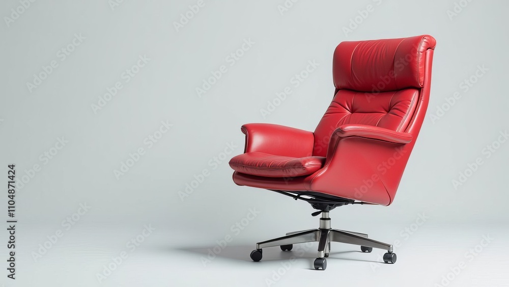 Office leather red chair isolated on grey background Office leather red chair isolated on grey background