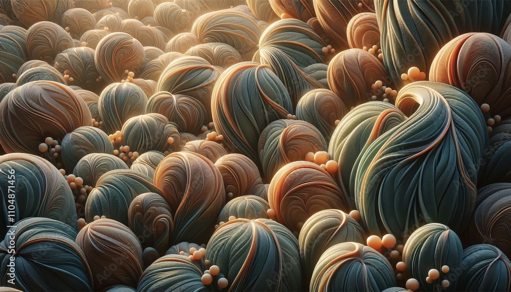 Fototapeta premium A surreal and intricate digital artwork depicting a vibrant and glowing microscopic cellular structure with dynamic curves and shapes
