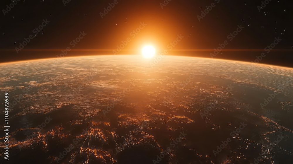 Fototapeta premium Sunrise over Earth from space, a breathtaking view of our planet.