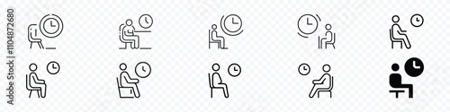 Waiting icon, airport Waiting room sign, waiting sign, Set of Wait icon in flat style on transparent background. Vector line icon for wait