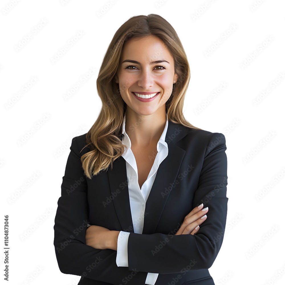 Business woman and career woman smiling with arms crossed isolated on a transparent PNG background, white background , cut out, clipping path, Generative Ai Business woman and career woman smiling with arms crossed isolated on a transparent PNG background, white background , cut out, clipping path, Generative Ai