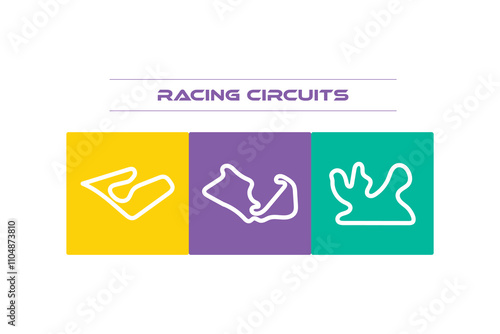 Colorful Grand Prix Racing Circuits Set vector. Moto GP Race Track Illustrations