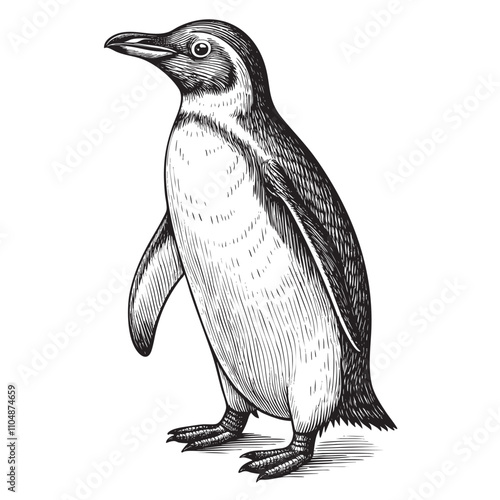 penguin sketch hand dawn drawing vector illustration