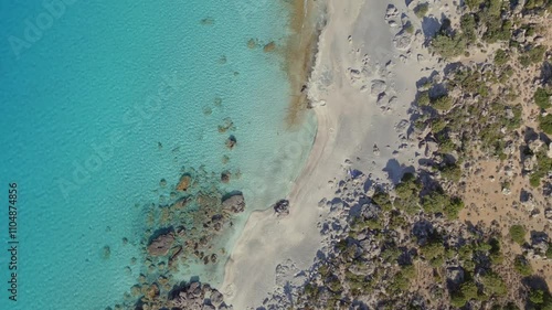 A top-down view of the unique Kedrodasos Beach, revealing Elafonisi in the background photo