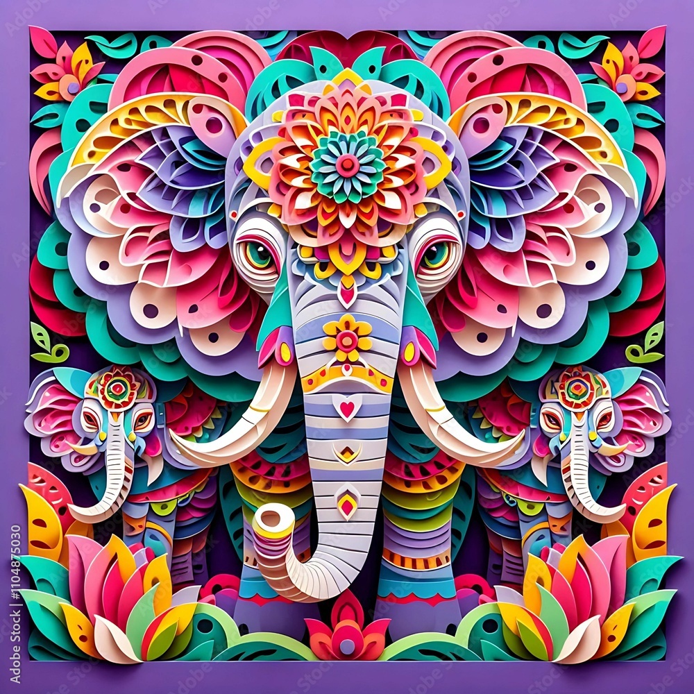Fototapeta premium elephant colour paper work