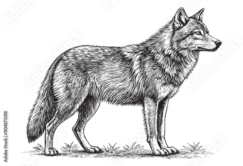 wild wolf cool sketch hand dawn drawing vector illustration