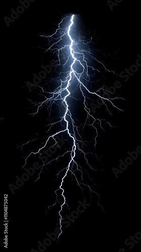 Digital Lightning Bolt Illustration: A Striking, White Electric Discharge on Black Background