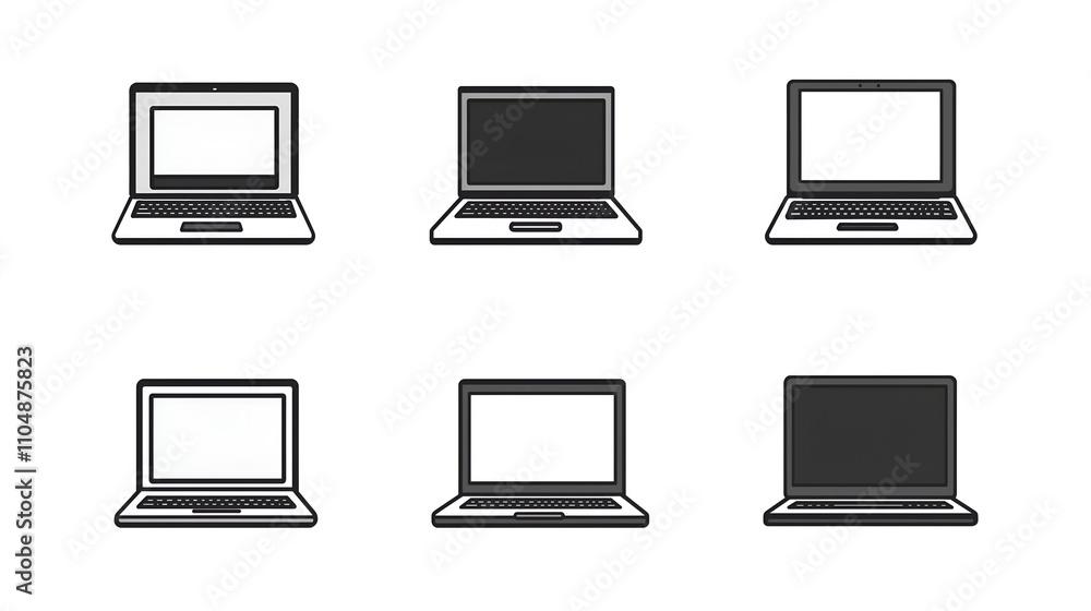 set of laptop on white set of laptop on white
