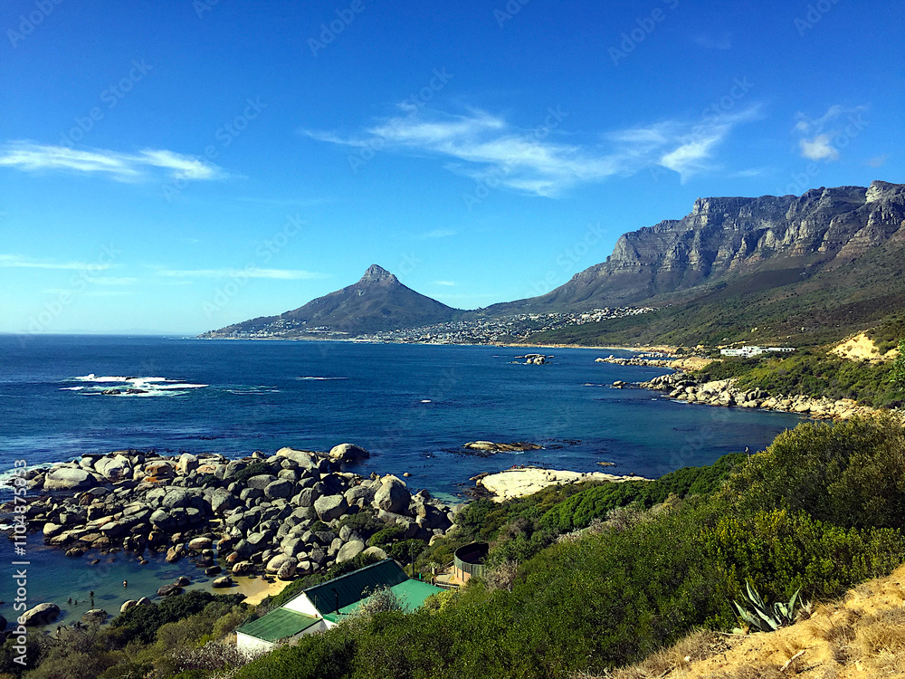 Cape Town Coastline: Rugged Cliffs, Rising Mountains and Vibrant Blue Waters Cape Town Coastline: Rugged Cliffs, Rising Mountains and Vibrant Blue Waters