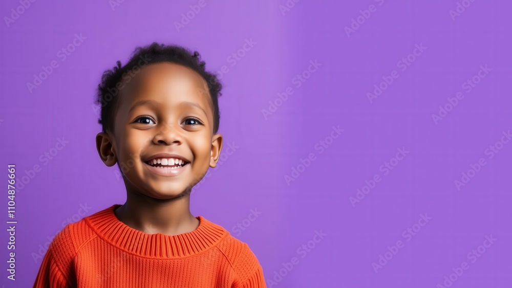Bright and Joyful Young Boy Smiling on Purple Background, Perfect for Children's Book Illustrations, Advertising, and Happy Themed Designs Bright and Joyful Young Boy Smiling on Purple Background, Perfect for Children's Book Illustrations, Advertising, and Happy Themed Designs