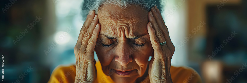Close-up Photo of Elderly Woman Experiencing Severe Headache, Grimacing in Pain Close-up Photo of Elderly Woman Experiencing Severe Headache, Grimacing in Pain