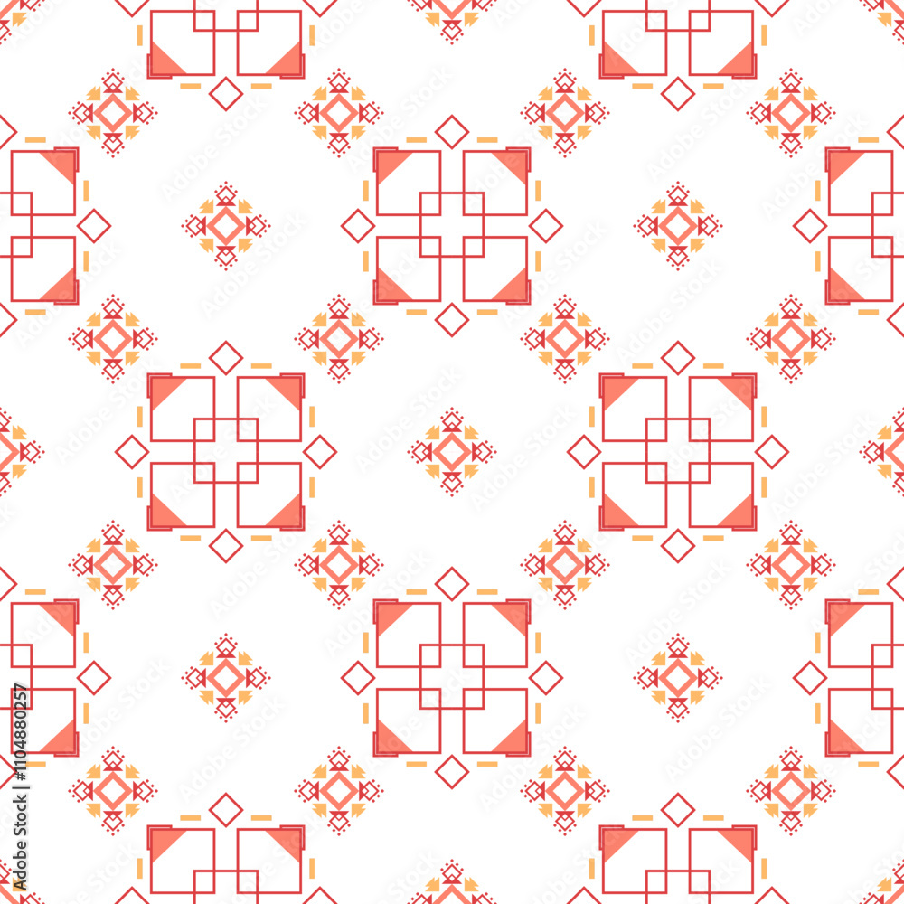 A vibrant, geometric pattern featuring red and pink designs on a white background, ideal for textiles and graphic art. A vibrant, geometric pattern featuring red and pink designs on a white background, ideal for textiles and graphic art.
