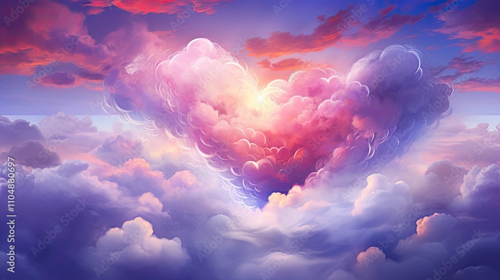 beautiful colorful valentine day heart in the clouds as abstract background beautiful colorful valentine day heart in the clouds as abstract background