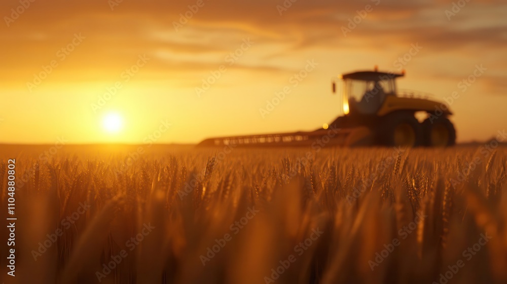 Fototapeta premium Image of crop harvesting machinery powered by modern technology.