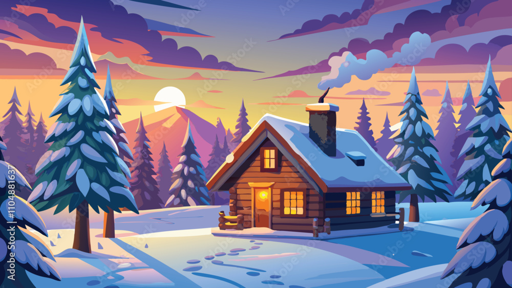 Fototapeta premium winter landscape illustration 