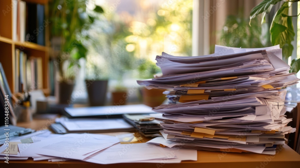 North American real estate lawyer consulting on property issues. organized desk with documents. North American real estate lawyer consulting on property issues. organized desk with documents.