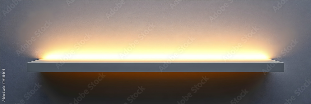 Illuminated Shelf. Minimalist Warm Light Design Illuminated Shelf. Minimalist Warm Light Design