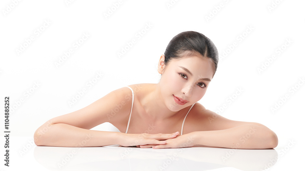 Beautiful young asian woman with clean fresh skin on white background, Face care, Facial treatment, Cosmetology, beauty and spa, Asian women portrait. Beautiful young asian woman with clean fresh skin on white background, Face care, Facial treatment, Cosmetology, beauty and spa, Asian women portrait.