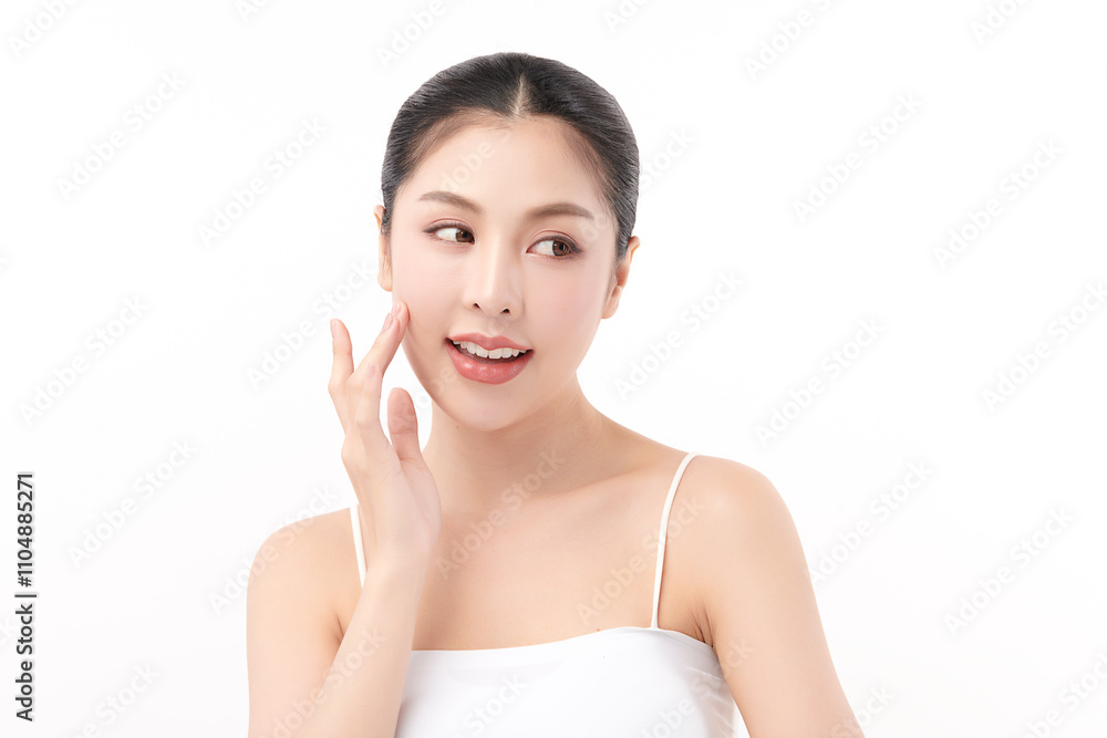 Beautiful young asian woman with clean fresh skin on white background, Face care, Facial treatment, Cosmetology, beauty and spa, Asian women portrait. Beautiful young asian woman with clean fresh skin on white background, Face care, Facial treatment, Cosmetology, beauty and spa, Asian women portrait.