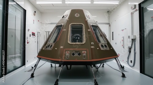 Space capsule reentry and landing technology, with detailed equipment photo