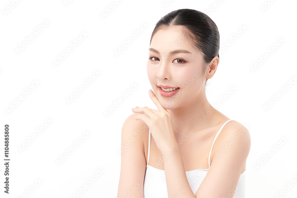 Beautiful young asian woman with clean fresh skin on white background, Face care, Facial treatment, Cosmetology, beauty and spa, Asian women portrait. Beautiful young asian woman with clean fresh skin on white background, Face care, Facial treatment, Cosmetology, beauty and spa, Asian women portrait.