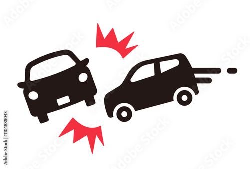 車同士の交通事故のシンプルアイコン