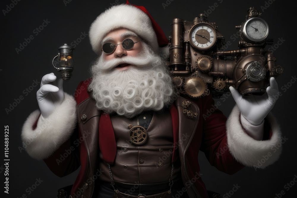 Santa Claus in steampunk style. Christmas. New Year 2023