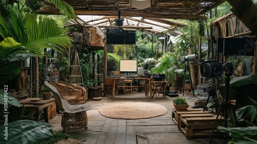 Eco-friendly film production practices  showing green set designs