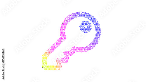 Icon key is made up of LED square shapes. There are bright diodes and there are black dead diodes