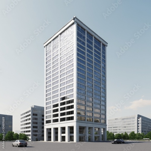 tall realistic building isolated on white background