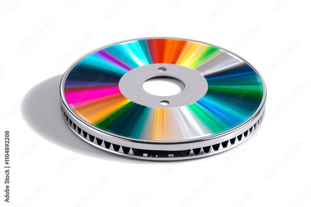 A clean, flat illustration of a single CD with vibrant rainbow reflections on a plain white background A clean, flat illustration of a single CD with vibrant rainbow reflections on a plain white background