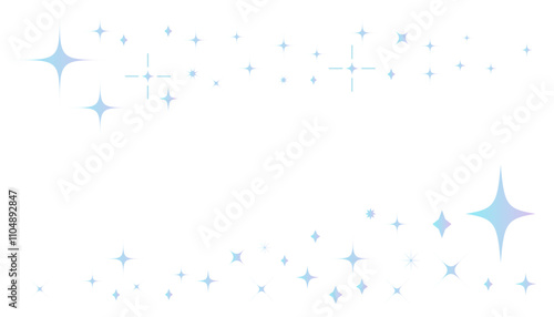 青色のキラキラしたフレームイラスト　星空	