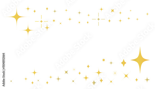 ゴールドのキラキラしたフレームイラスト　星空	
