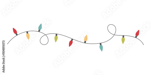 Christmas garland with colourful light bulbs
