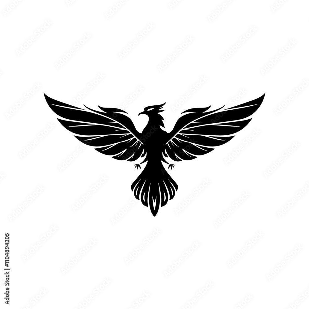Fototapeta premium Eagle silhouette vector design, Elegant Falcon in Symmetrical Art Style